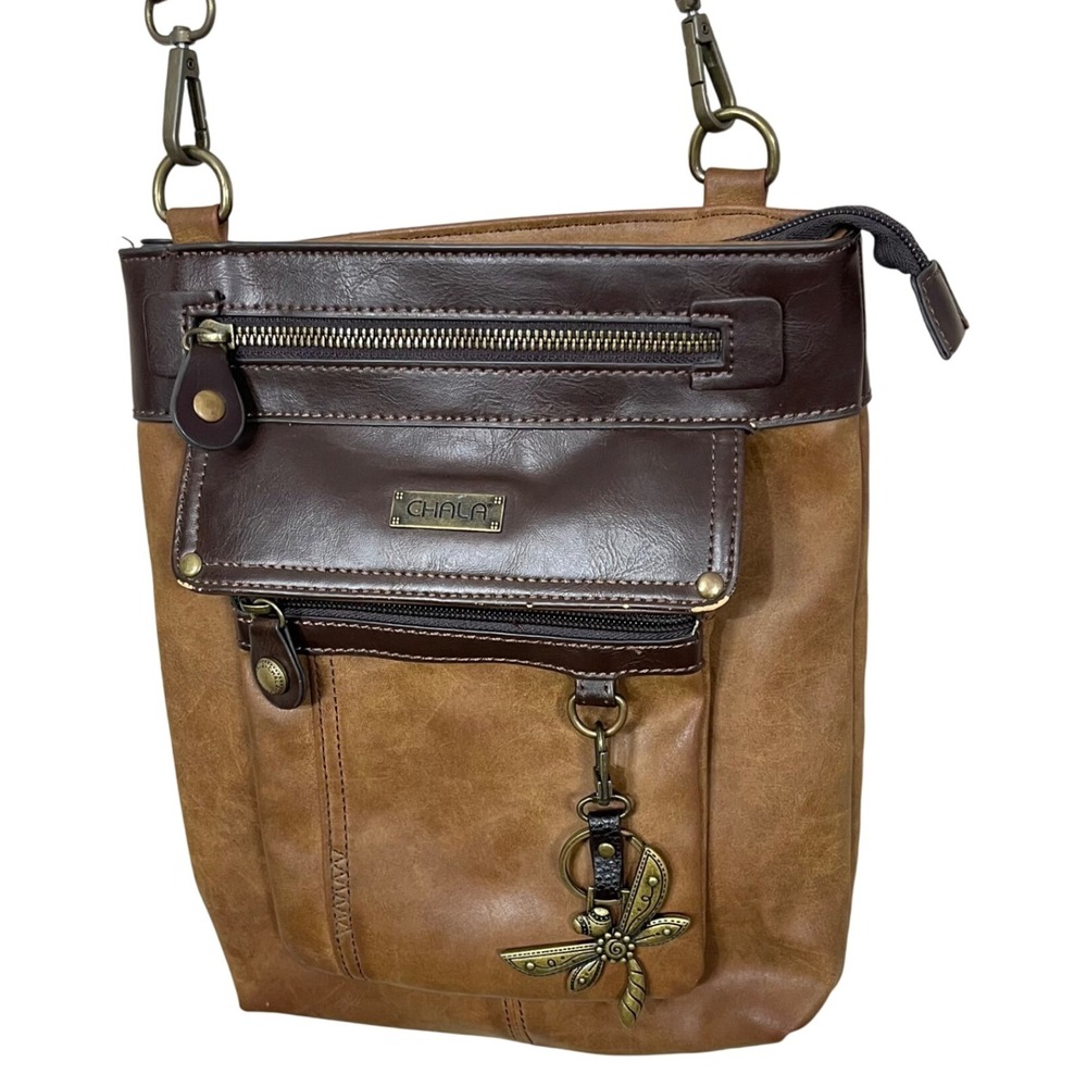 Chala Gemini Crossbody - Brown With Dragonfly Keychain ‎ Charm